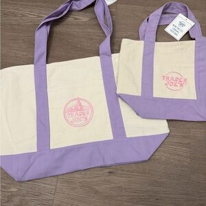 Trader Joe’s Lavender-Trim Canvas Tote Bag set
